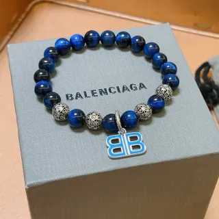 Balenciaga BB Beads سوارة تعويذة مينا باللون الأزرق والفضي