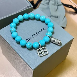 Balenciaga BB Beads سوار حجر تركواز وفضي