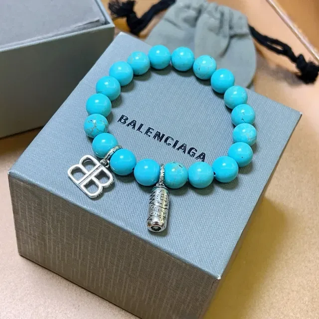 Balenciaga BB Beads pulseira de turquesa e prata 4