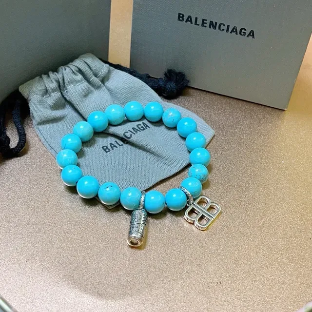 Balenciaga BB Beads pulseira de turquesa e prata 6