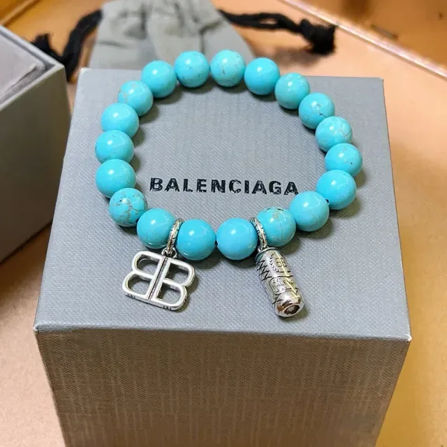 Balenciaga BB Beads pulseira de turquesa e prata 7