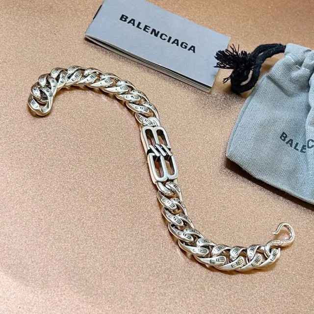 Pulseira BB Chain Balenciaga em metal prateado 4