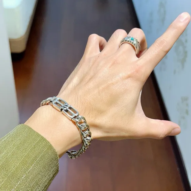 Pulseira BB Chain Balenciaga em metal prateado 5