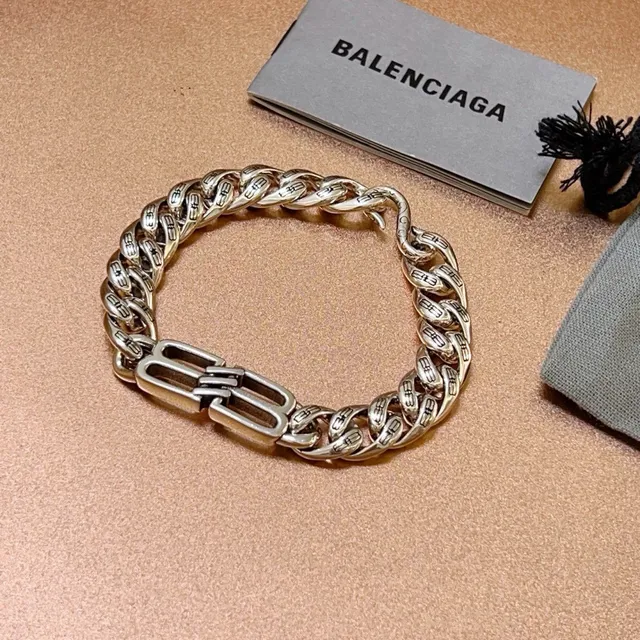 Pulseira BB Chain Balenciaga em metal prateado 7