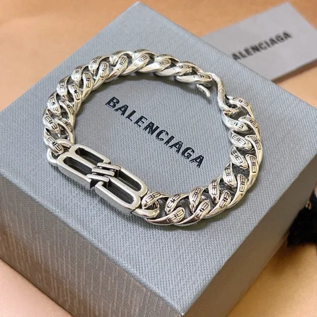 Pulseira BB Chain Balenciaga em metal prateado 9
