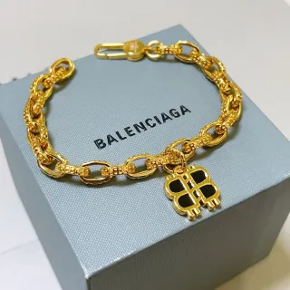 Balenciaga BB Logo Oro Negro gruesa Curb-Link Chain Textured Surfaces Pulsera