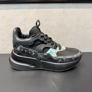 Balenciaga أسود متعدد الألوان منصة كبيرة جلد متشقق علوي حذاء رياضي سميك