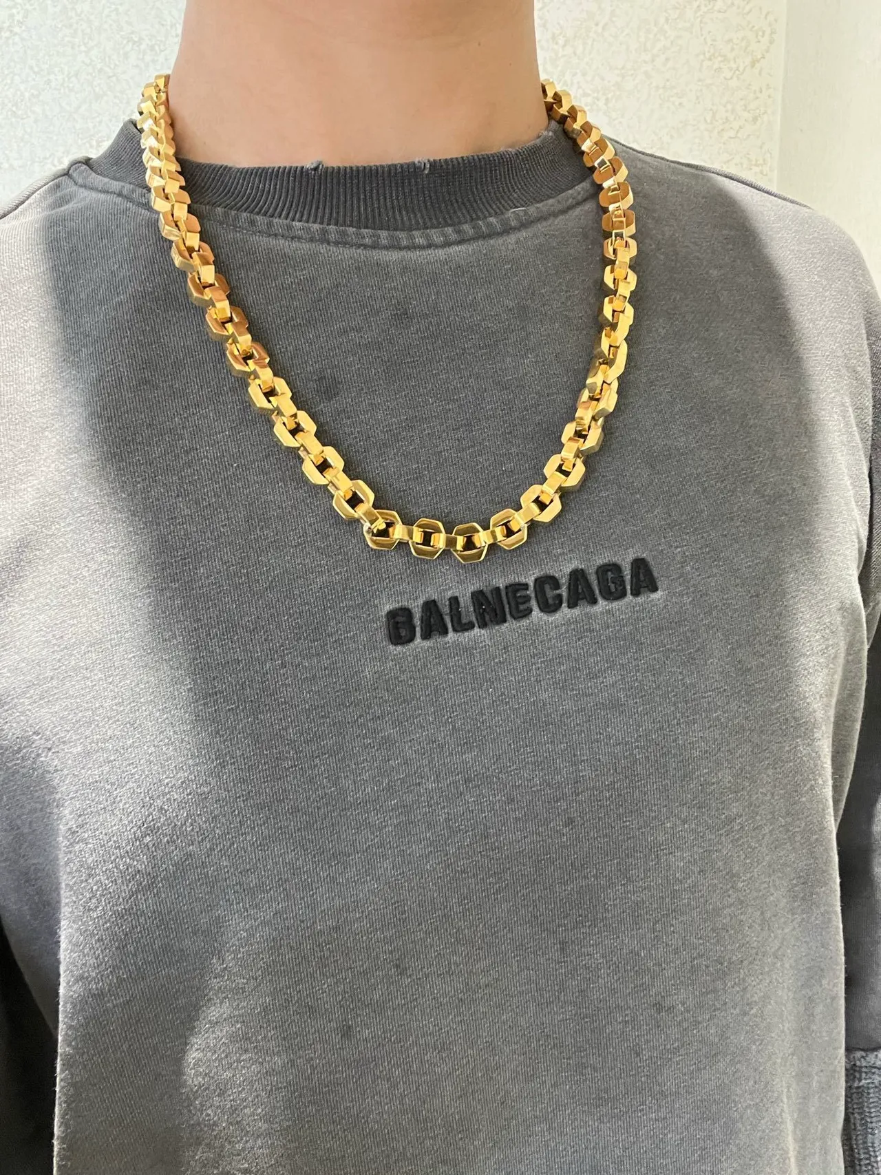 Balenciaga Colar Corrente Geométrica Dourada 8