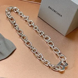 Balenciaga Defender Silver Chunky Link Chain Geometric Interlocking Links Necklace