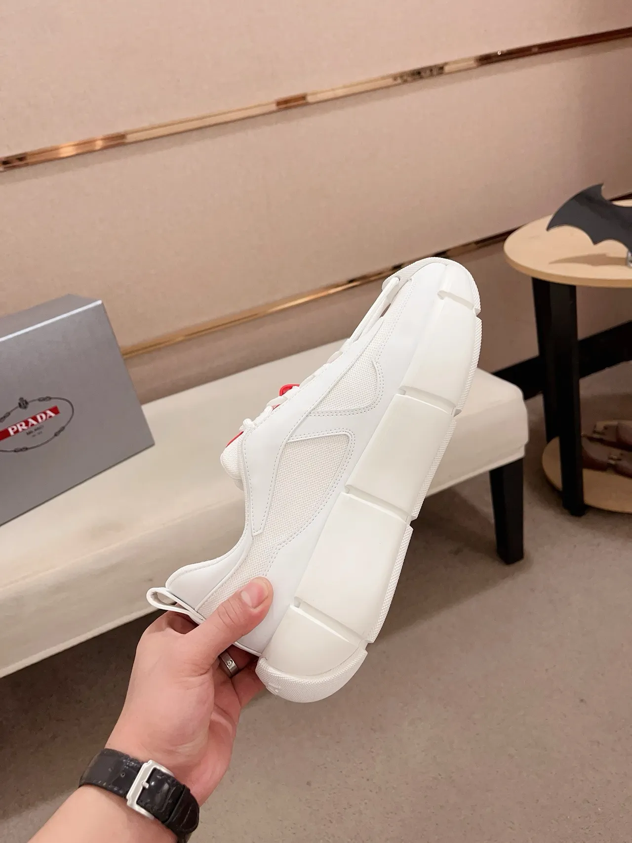 Balenciaga Defender أحذية رياضية كاجوال سميكة بيضاء وحمراء 5