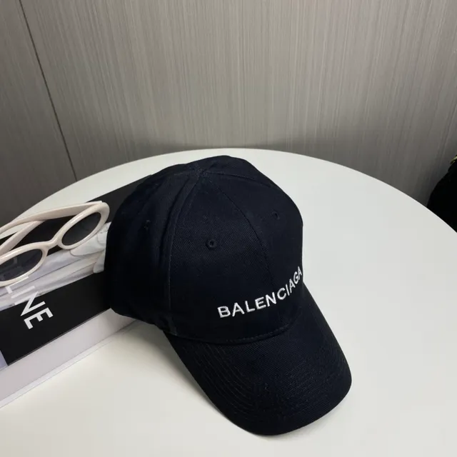 Balenciaga Logo Cap أسود أبيض بناء ستة ألواح مطرزة قبعة بيسبول 9
