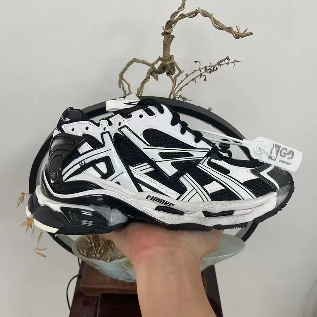 Balenciaga Runner Black and White Chunky Sneakers 7