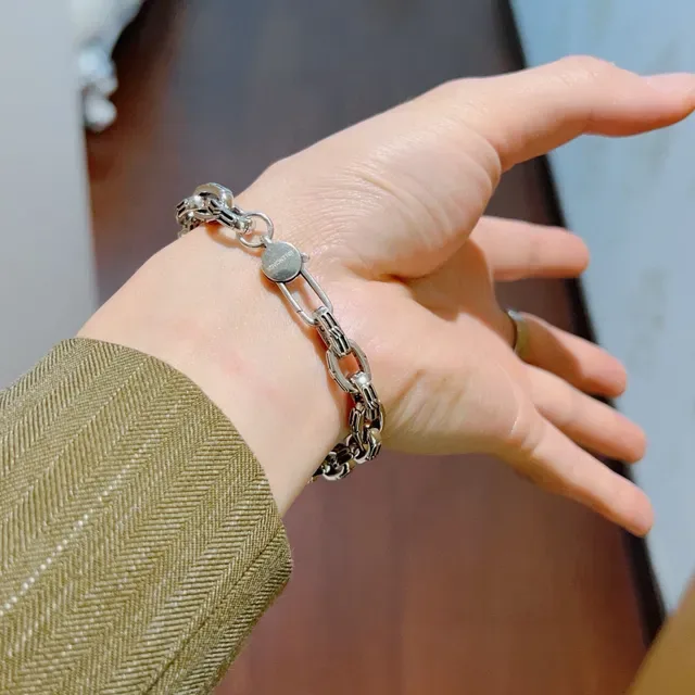 Balenciaga Pulseira Corrente Grossa com Links Prata Metal Polido 7