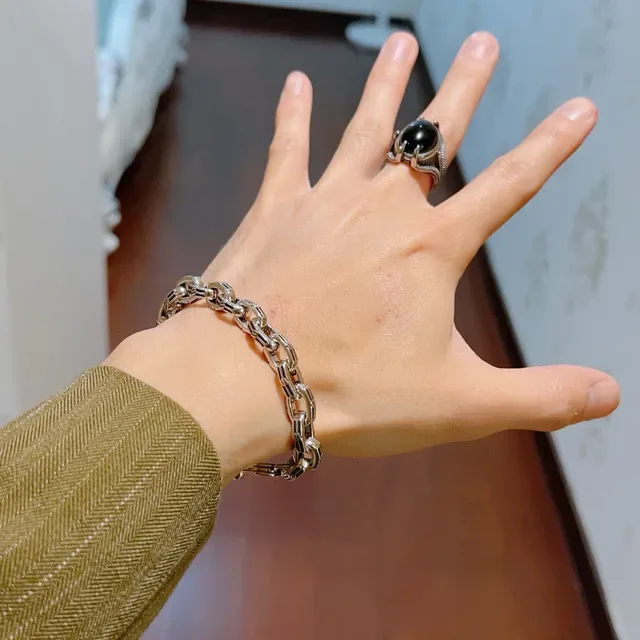 Balenciaga Pulseira Corrente Grossa com Links Prata Metal Polido 8
