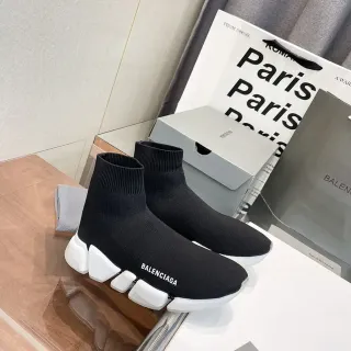 Balenciaga Speed Trainer Black and White Laceless Lifestyle Sneakers