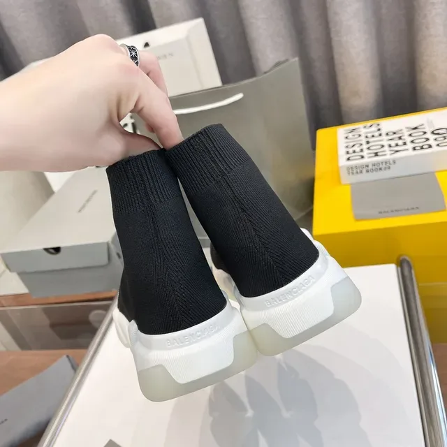 Balenciaga Speed Trainer Black and White Laceless Lifestyle Sneakers 2