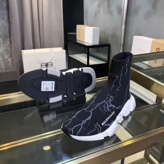 Balenciaga Speed Trainer أحذية أسلوب حياة طباعة رعد أسود