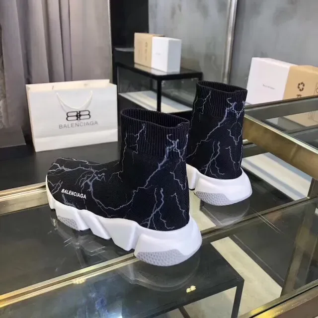 Balenciaga Speed Trainer أحذية أسلوب حياة طباعة رعد أسود 2