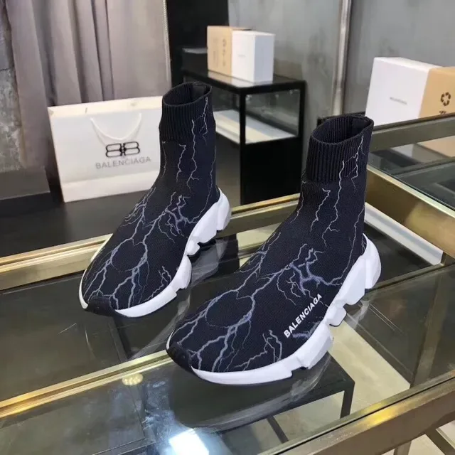 Balenciaga Speed Trainer أحذية أسلوب حياة طباعة رعد أسود 3