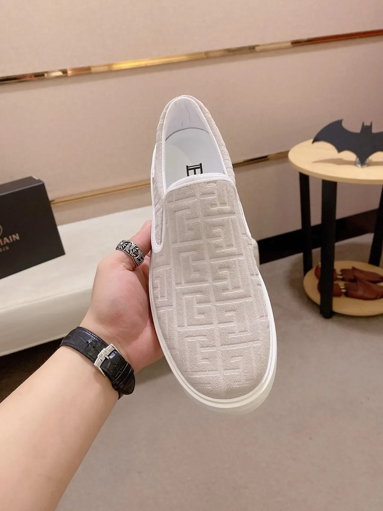 Balenciaga Speed Trainer Monogram Beige Slip-On Lifestyle Sneakers 5