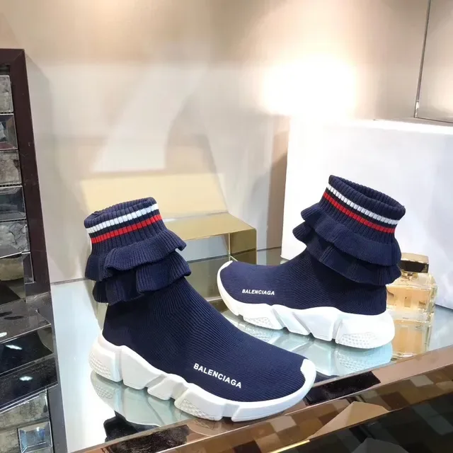 Balenciaga Speed Trainer Bleu Marine Tricoté à Volants Chaussures Lifestyle 3