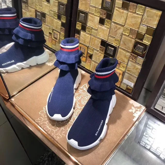 Balenciaga Speed Trainer Bleu Marine Tricoté à Volants Chaussures Lifestyle 4