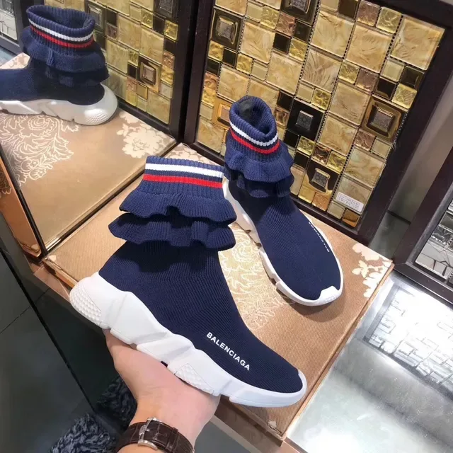 Balenciaga Speed Trainer Bleu Marine Tricoté à Volants Chaussures Lifestyle 5