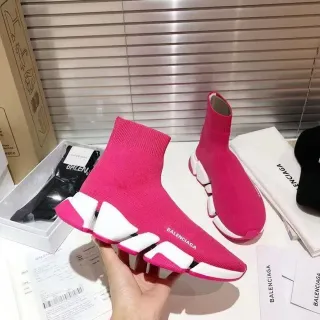 Balenciaga Speed Trainer حذاء رياضي وردي وأبيض أسلوب حياة