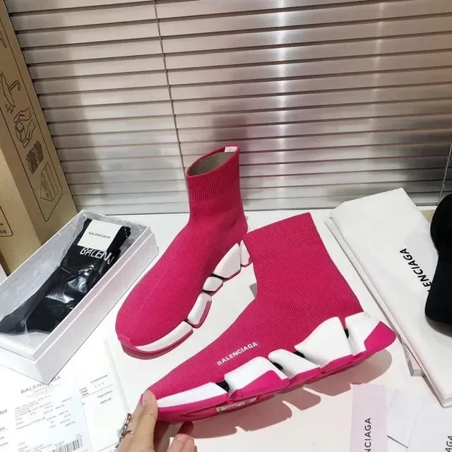 Balenciaga Speed Trainer Baskets Lifestyle Rose et Blanc 7