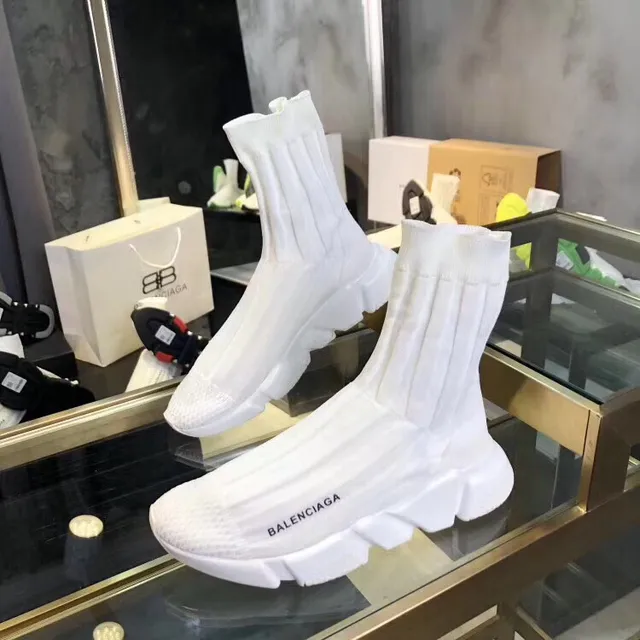 Balenciaga Speed Trainer حذاء رياضي أبيض سميك 2
