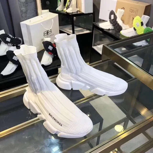 Balenciaga Speed Trainer حذاء رياضي أبيض سميك 3