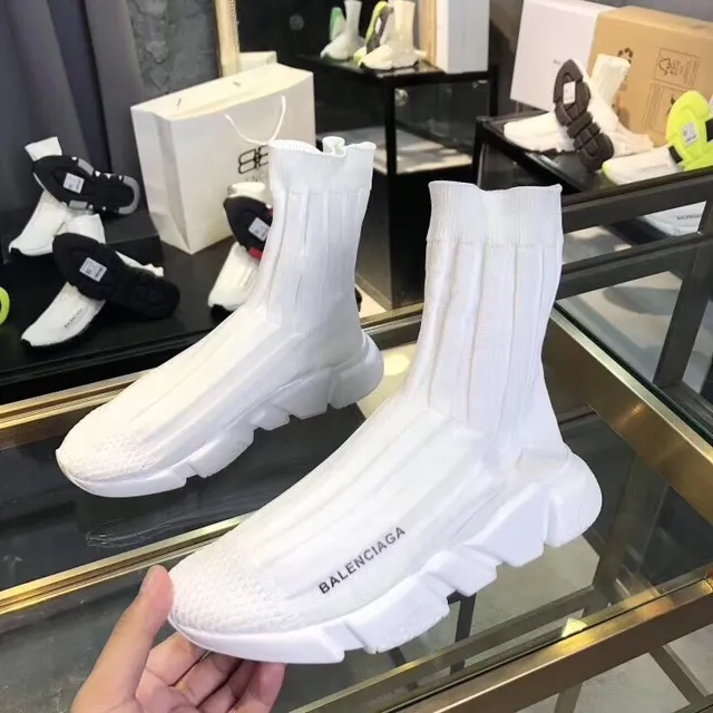 Balenciaga Speed Trainer حذاء رياضي أبيض سميك 5