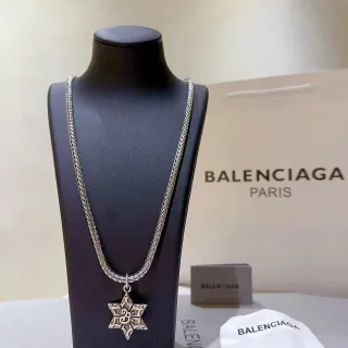 Balenciaga Star Pendant Silver Black Braided Curb Chain Necklace