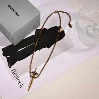 Balenciaga Sword Pendant Gold Metal Necklace