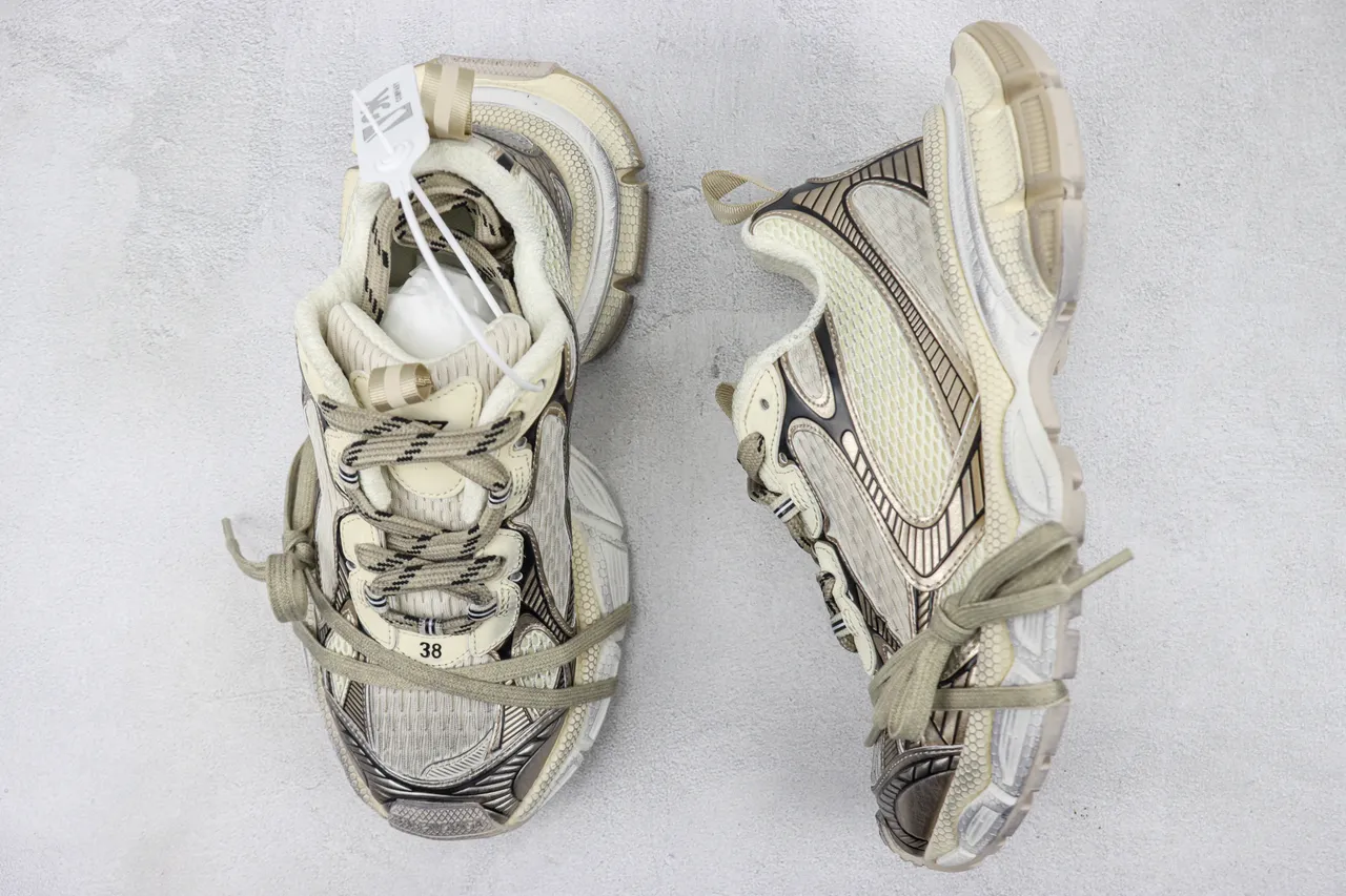 Balenciaga Track Trainer Beige Silver Chunky Sneakers 3