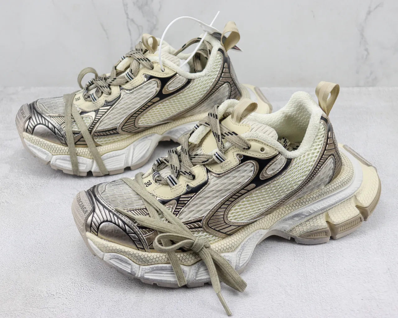 Balenciaga Track Trainer Beige Silver Chunky Sneakers 4