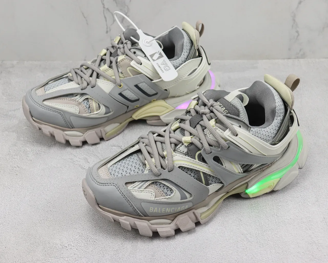 Balenciaga Track Trainer Gris et Crème Chaussures Chunky 4