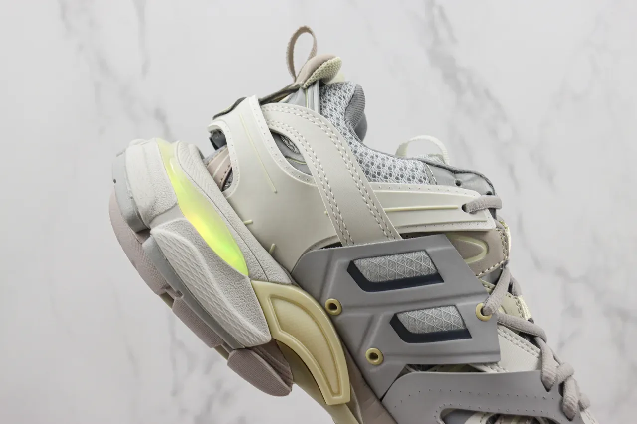 Balenciaga Track Trainer Gris et Crème Chaussures Chunky 5