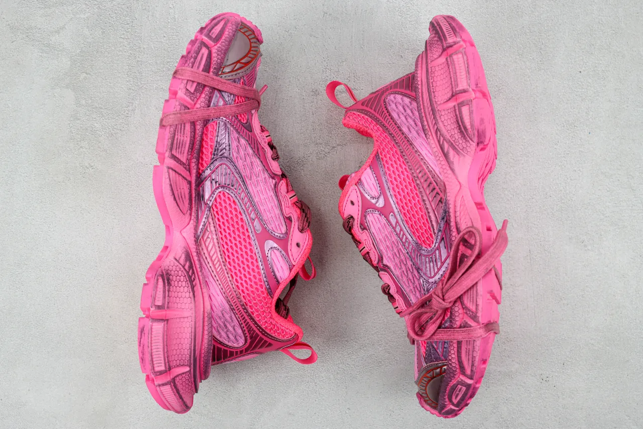 Balenciaga Track Trainer حذاء رياضي سميك اللون الوردي والأرجواني 2