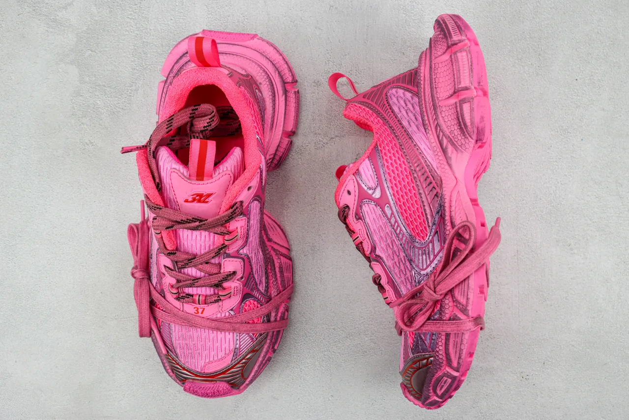 Balenciaga Track Trainer حذاء رياضي سميك اللون الوردي والأرجواني 3