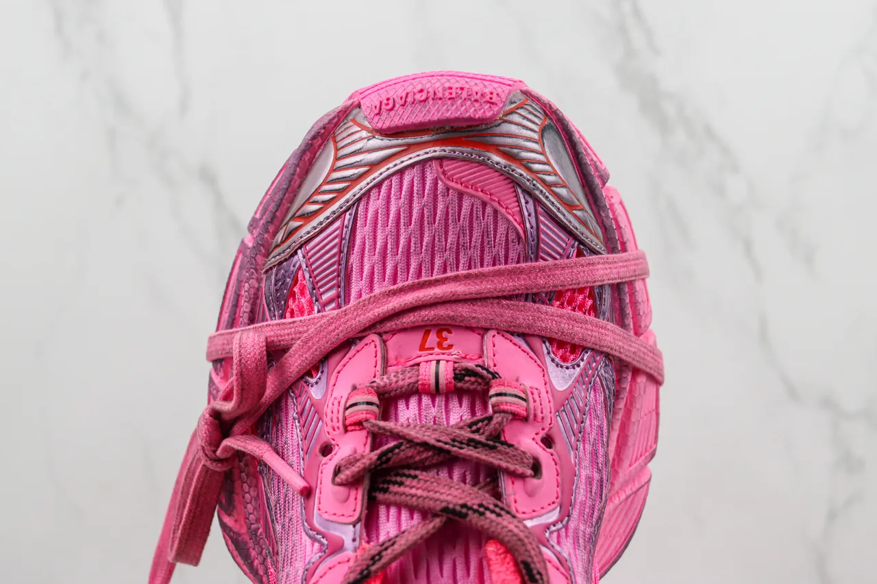 Balenciaga Track Trainer حذاء رياضي سميك اللون الوردي والأرجواني 9