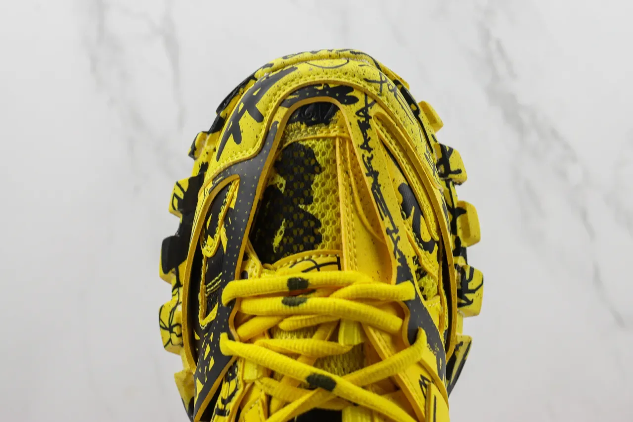 Balenciaga Track Trainer Jaune Noir Graffiti Print Chunky Sneakers 6
