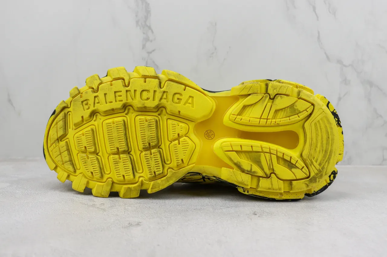 Balenciaga Track Trainer Jaune Noir Graffiti Print Chunky Sneakers 8