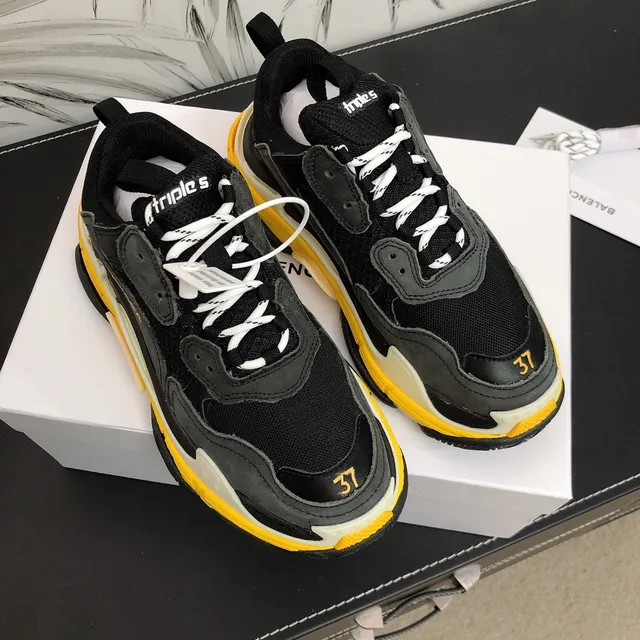 Balenciaga Triple S Sneakers noires et jaunes chunky 2