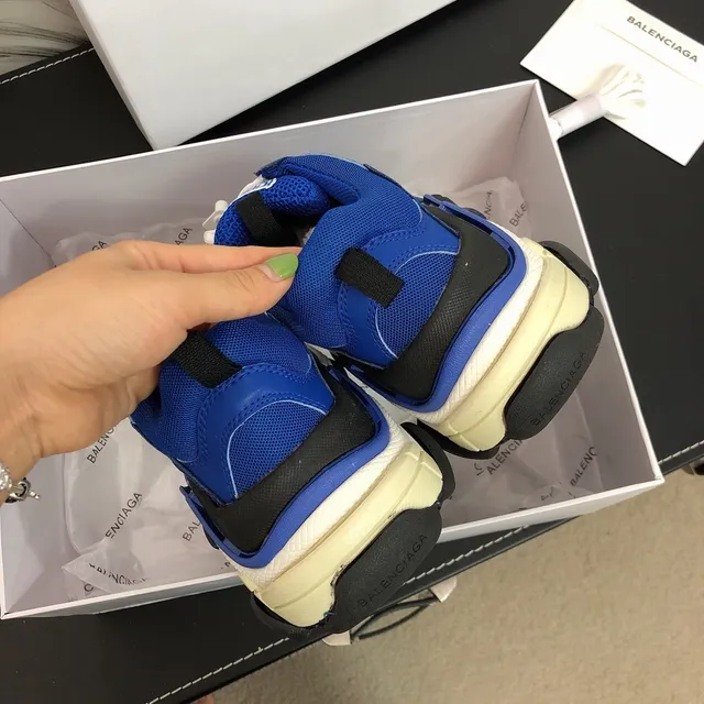 Balenciaga Triple S Runner أزرق أبيض أسود حذاء رياضي كبير 4