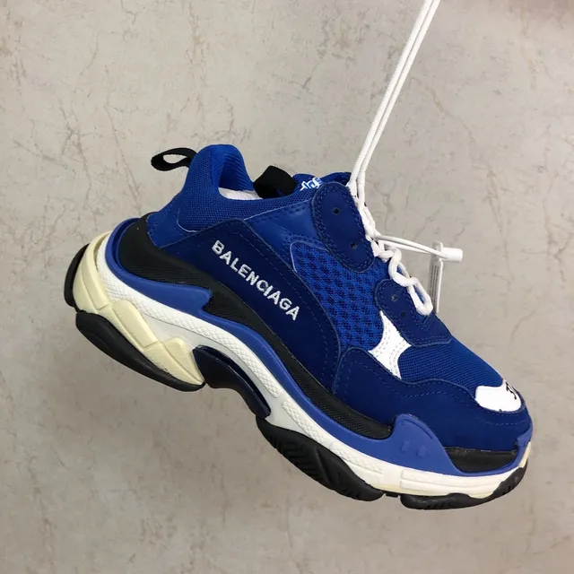 Balenciaga Triple S Runner أزرق أبيض أسود حذاء رياضي كبير 5