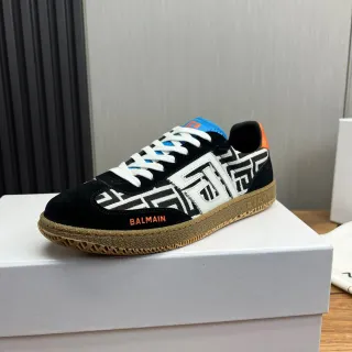 Balmain B-Court Monogram Black White Orange Gum Lifestyle Sneakers