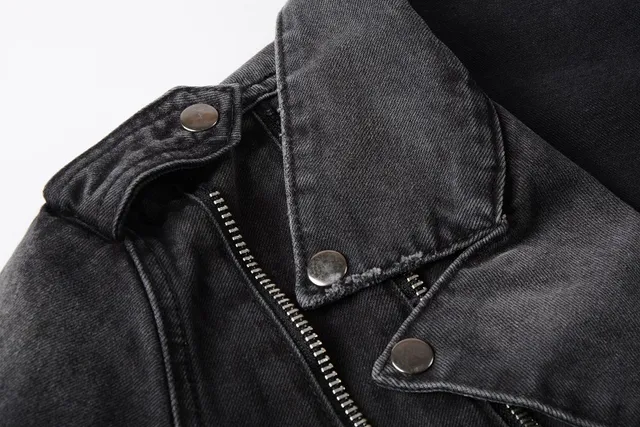 Balmain Black Gray Asymmetrical Zip Distressed Denim Jacket 8