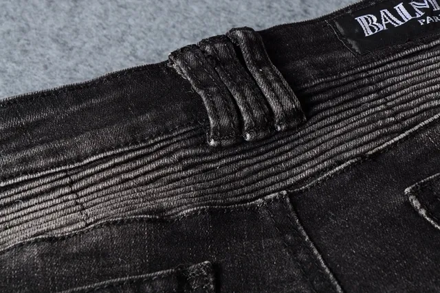 Balmain Distressed Slim-Tapered Charcoal Jeans 2