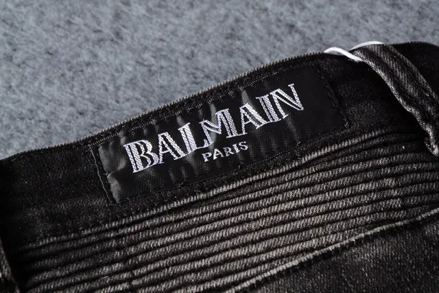 Balmain Distressed Slim-Tapered Charcoal Jeans 5